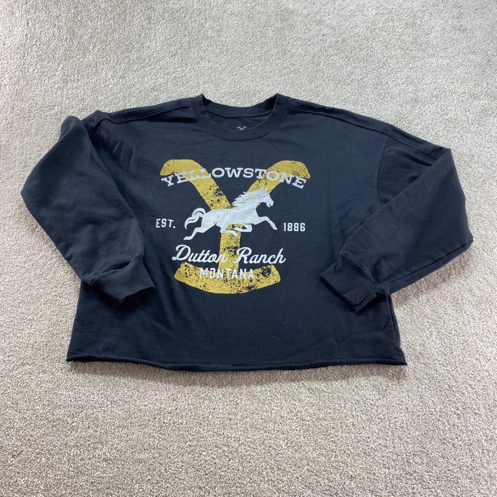 Yellowstone Dutton Ranch Sweatshirt Womens Medium Black Graphic Pullover‎